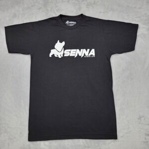 Senna Shirt Mens Small Crewneck Demon Dog Graphic Logo Short Sleeve Black Adult